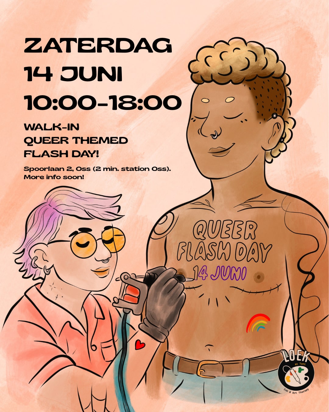 Queer thema tattoo flash day zaterdag 14 juni in Oss bij Loek At Tatt